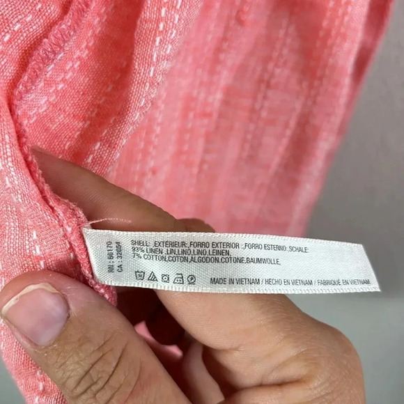 Anthropologie Maeve Felicity Sleeveless Button Front Linen Top Light Red SZ US 6 - Picture 5 of 11